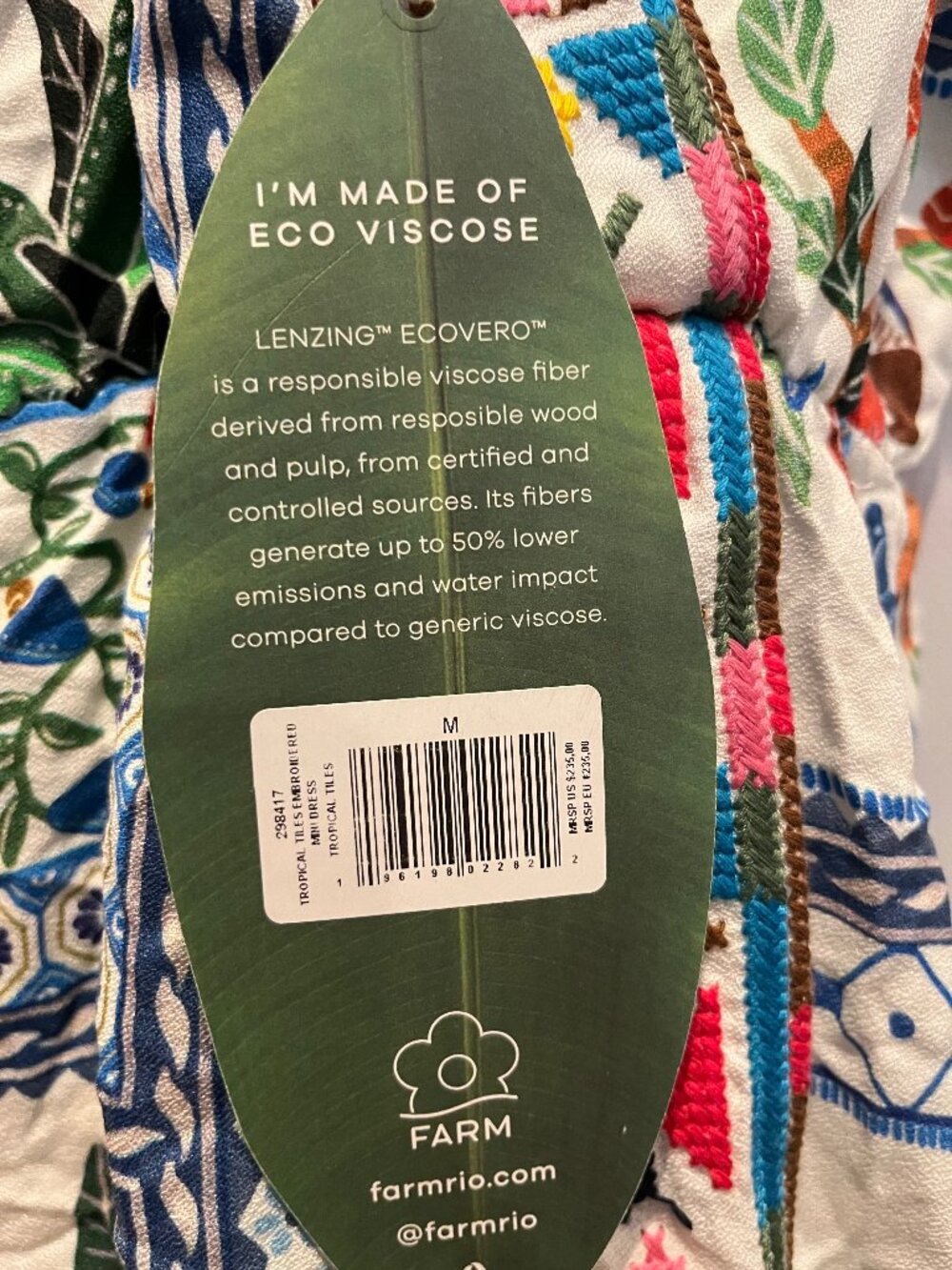 FARM Rio Tropical Tiles Embroidered Mini Dress M NWT - Picture 5 of 5